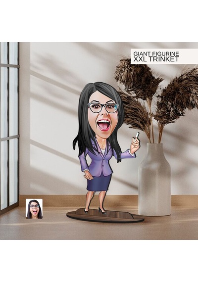 Bk Gift Kişiye Özel Öğretmen Karikatürlü Büyük Boy Ahşap Biblo-5 Arkadaşa Hediye , Sevgiliye Hediye, Kişiye Özel Biblolar Kobitmeyen137533 Bk Gift