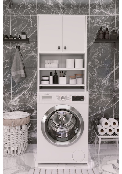 Dekorfim DF03103B Çamaşır Makinesi Üstü Düzenleyici Dolap