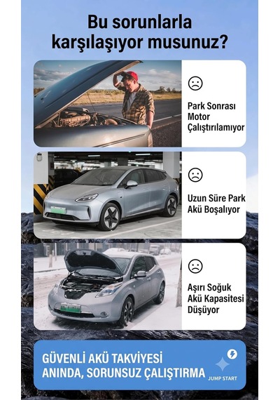 Tr 12v 2000a 20000mah Akıllı Akü Takviye Cihazı İle Hava Kompresörü
