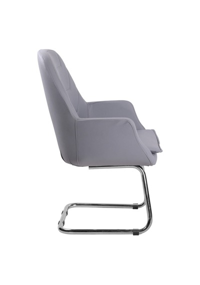 Breda Krom Deri Misafir Koltuğu Bekleme Koltuğu Ofis Koltuğu Büro Koltuğu Gri