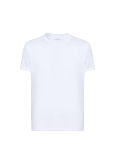 Tudors Unisex Slim Fit Dar Kesim Pamuk Yumuşak Dokulu Beyaz Bisiklet Yaka Tişört-31078 4XL