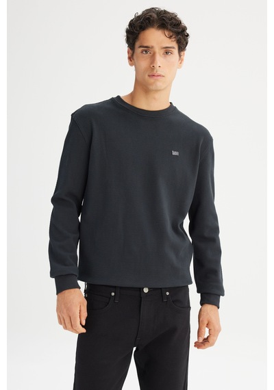 Lee Erkek Regular Fit Pamuklu Bisiklet Yaka Logo Detaylı Siyah Kazak - L2520367