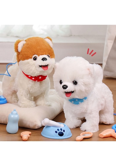 Müzikli Yürüyen Havlayan Ses Duyarlı Dokununca Havlayan Yürüyen Sevimli Köpek Doğumgünü Hediye Çocuk Bej