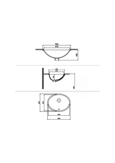 Quarter Bath Tezgah Altı Lavabo 54x44 Cm Gömme Lavabo Parlak Beyaz Seramik 70sp25054