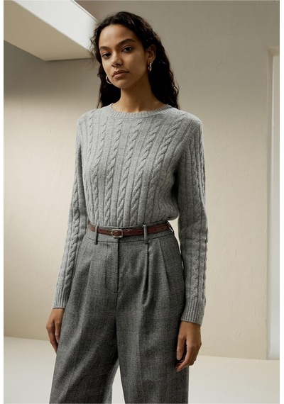 Youknitwear You Rio Bisiklet Yaka Kadın Kazak Gri