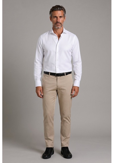 Bisse Beyaz Regular Fit Cepsiz Klasik Uzun İtalyan Yaka Gömlek Gmkls252181 D01