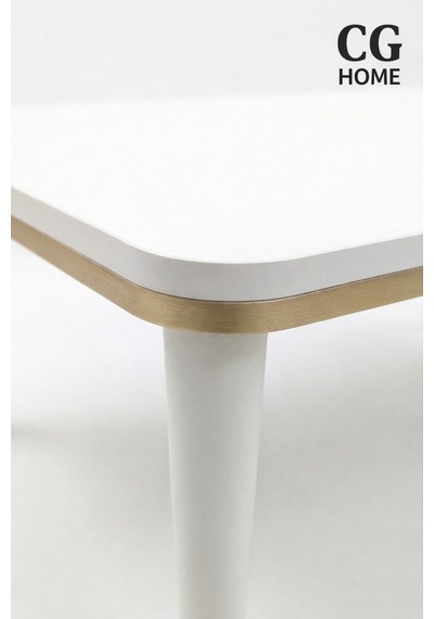 Ant Home Sahra Lüks Modern Lake Boya Orta Sehpa, Salon Sehpası, Gold Detaylı Ekru