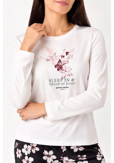 Pierre Cardin Uzun Kollu Modal Kadın Pijama Takımı Beyaz