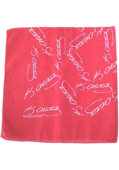 K.Atatürk Imzalı Pamuklu Kare Bandana-Fular