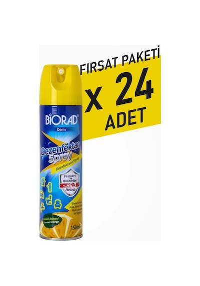Biorad Parfümlü Dezenfektan Sprey Limon Kokulu 150ml - 24 Adet