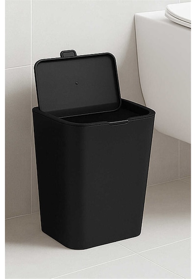 Flip Banyo Mutfak Tezgah Üstü Çöp Kovası - Siyah-7362