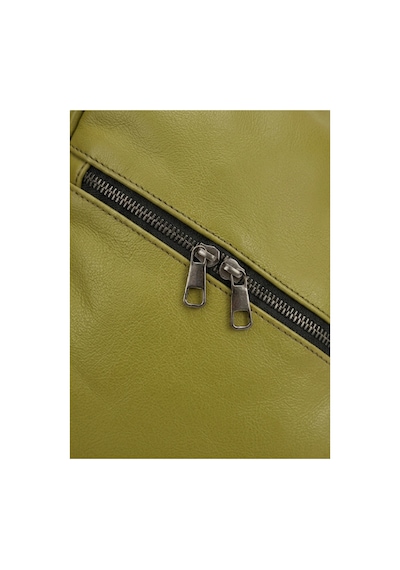 Levano Leather %100 Hakiki Dana Derisi Renkli Göğüs Çantası Çok Bölmeli Çapraz Body Bag & Omuz Çantası 32x20 Cm Yeşil