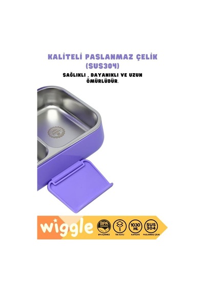 Kuromi Bento Çift Bölmeli Beslenme Kutusu Çelik 3471 Çok Renkli