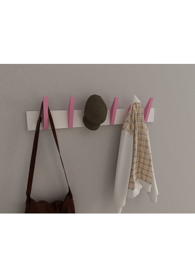 Hepsi3boyutlu Modern Duvar & Kapı Kanca Askılık - 6 Adet Pembe Kanca Askılık - Model No : 4 Pembe