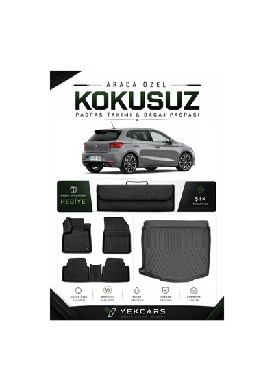 Seat İbiza 2025 Model Aracınıza Özel 4d Karbonlu Kauçuk Paspas Takımı Ve Alt Bagaj Havuzu