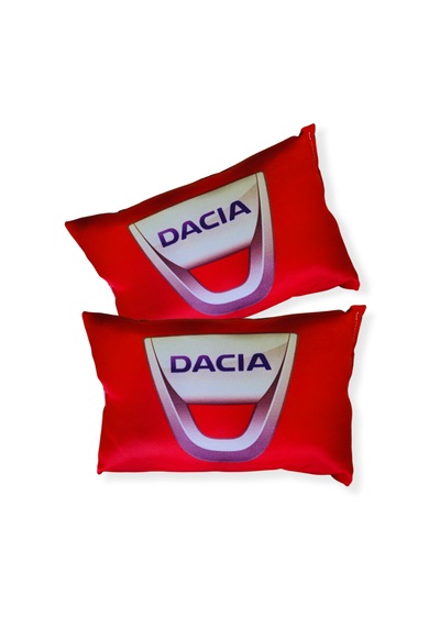 Dacia Logolu Araç Seyahat Boyun Yastığı & Emniyet Kemer Pedi - Dijital Baskılı İkili Konfor Seti Kırmızı