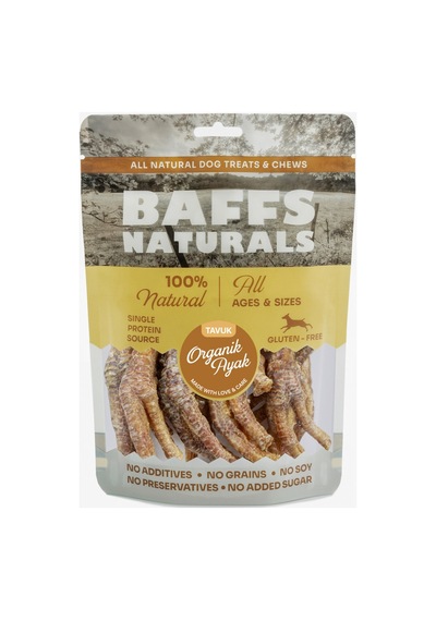 Baffs Naturals Tavuk Ayak Çiğnemelik Köpek Ödül Maması 100 G - 4 Adet Tarı