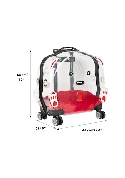 Ice Pet Tekerlekli Çekçekli Kedi Köpek Taşıma Valizi, 42x44 X23 Cm, Şeffaf
