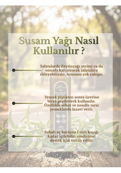 Soğuk Sıkım Susam Yağı 250 Ml %100 Doğal Katkısız Saf Susam Yağı