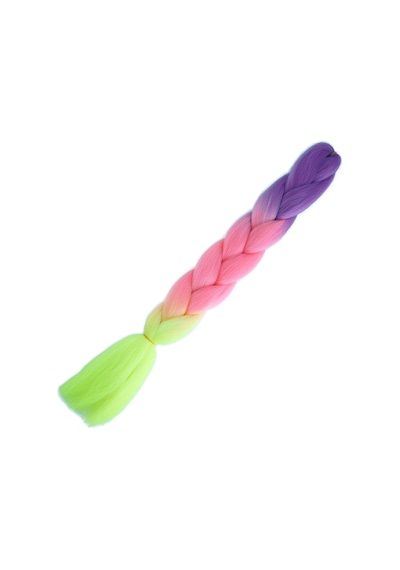 Afrika Örgülük Ombreli Sentetik 100 Gr. / Mor / Açık Pembe / Neon Sarı - Zmff-462964 Çok Renkli