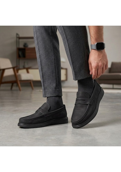 Öztürk Bağcıksız Fiyonk Bant Model Erkek Loafer Ayakkabı Mk-100 Siyah