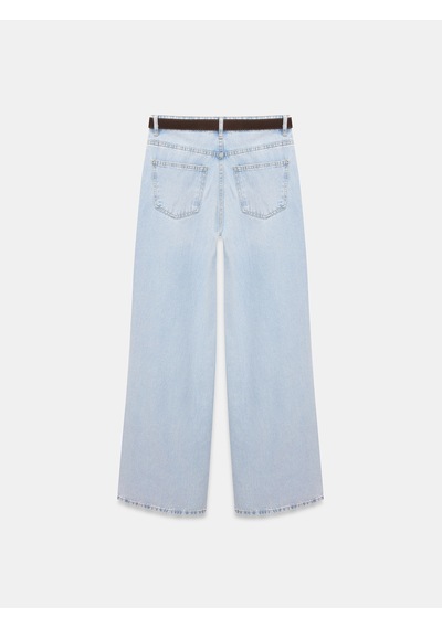 Dilvin 72288 Pamuk Kemerli Wide Leg Jean-mavi 34