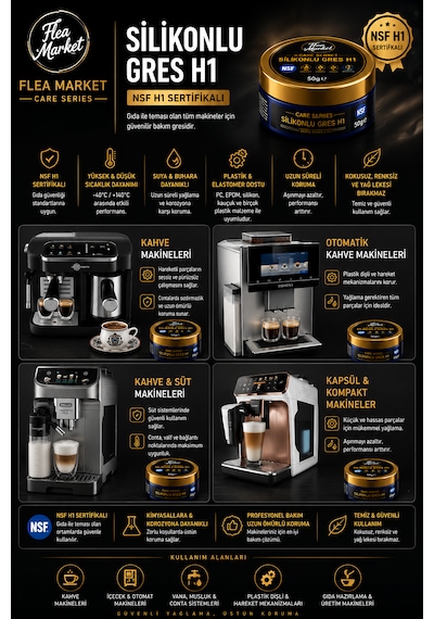 Kahve Makinesi, Gıda Makinesi, O-ring, Conta Ve Hareketli Parçalar İçin Profesyonel Bakım Gresi Nsf H1 Silikonlu Gres Beyaz - Şeffaf