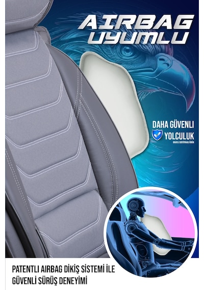 Mazda Cx3 Uyumlu Lüx Deri Oto Koltuk Kılıfı Ön Arka Set Füme Sport Serisi Fs