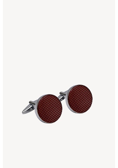 Erkek Bordo Metal Desenli Oval Kol Düğmesi