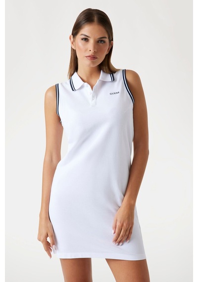 Guess Polo Yaka Kadın Elbise Beyaz
