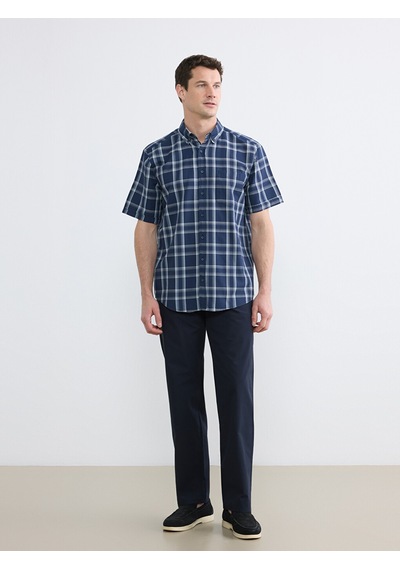 Lcwaıkıkı Classic Lacivert Regular Fit Ekose Armürlü Erkek Gömlek