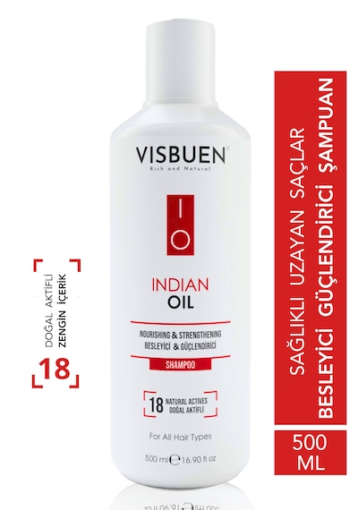 Visbuen Hint Yağı 18 Doğal Aktifli Hızlı Saç Uzatma Etkili Şampuan 500 ML