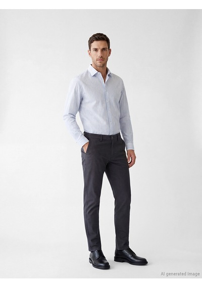 Lcw Busıness Mavi Slim Fit Çizgili Erkek Gömlek