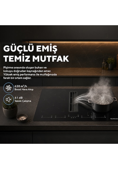 Kumtel HFLOW-6074 Davlumbaz Entegreli İndüksiyon Ocak