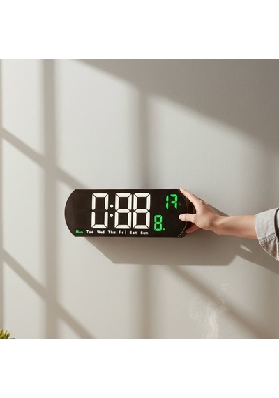Akıllı Led Dijital Alarm Saat Sıcaklık Ve Tarih Göstergeli, Büyük Ekranlı Masa Saati Beyaz