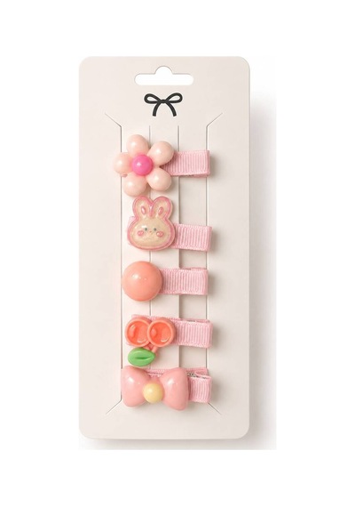 Sevimli Figürlü Çocuk Kurdela Kaplı Pens Toka Seti - Pembe - 923595192 Pembe - 923595192 Pembe