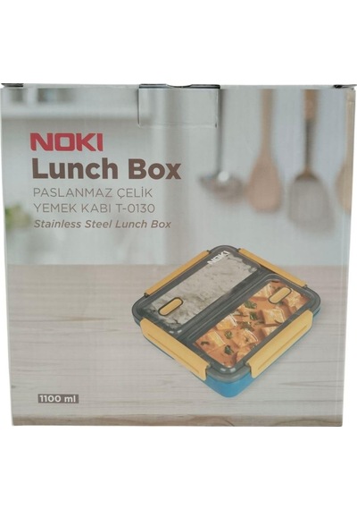 Noki Kids Paslanmaz Çelik Yemek Kabı 1100 Ml Çift Bölmeli Çok Renkli
