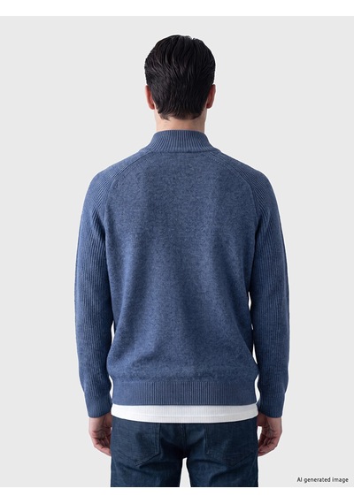 LC Waikiki Lc Waıkıkı Mavi Regular Fit Dik Yaka Erkek Triko Hırka