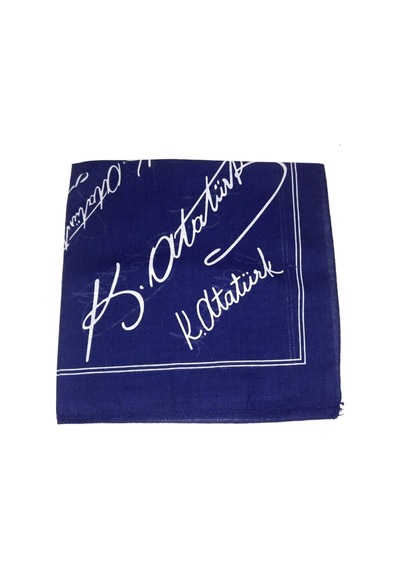 Herşeynota Atatürk Imza Fular Bandana Lacivert Çok Renkli
