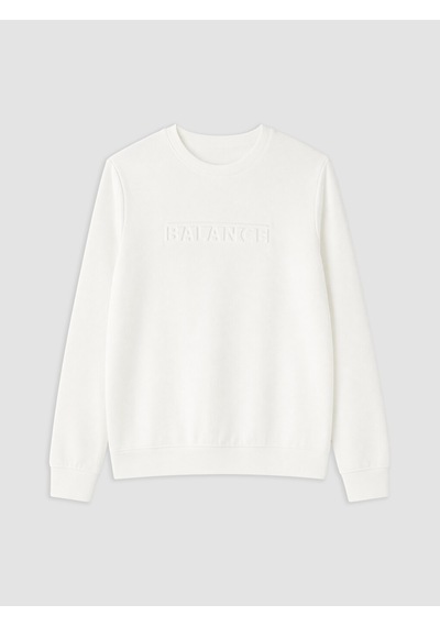 Lcwaıkıkı Classic Beyaz Bisiklet Yaka Kabartma Baskılı Erkek Sweatshirt