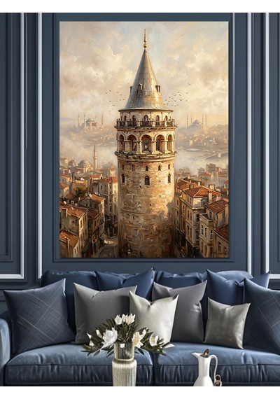 Galata Kulesi Tarihi İstanbul Manzarası Dekoratif Kanvas - Mdf Ahşap Tablo