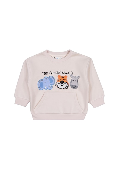 Civil Boys Üç Kafadar Baskılı-nakışlı 2-5 Yaş Sweatshirt - Bej Taş Rengi
