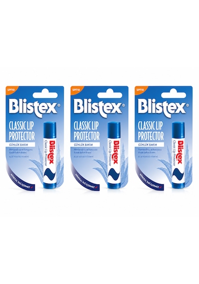 Blistex Klasik Dudak Bakım Stick Spf10, Aloe Vera Ve E Vitamini, 4,25 G, 3'lü Set