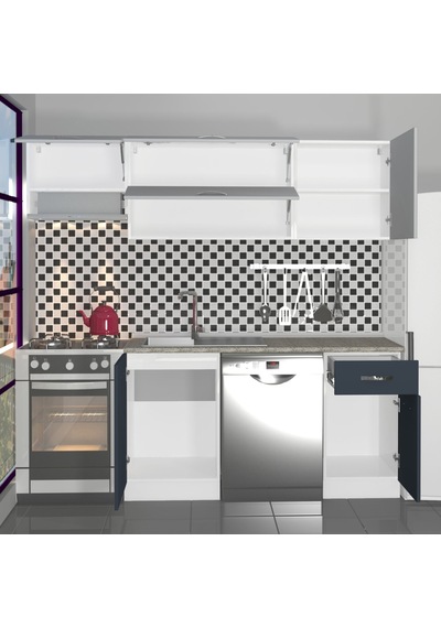 Decoraktiv Elite 220 Mdf Hazır Mutfak Dolabı - Tezgah Dahil - Antrasit - Buz Gri Diğer Decoraktiv Elite 220 Mdf Hazır Mutfak Dolabı - Tezgah Dahil - Antrasit - Buz Gri Diğer