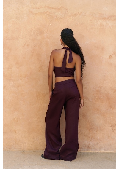 Mai Collection Mai Studios Co. Lvdovila Bordo Keten Crop Yelek Pantolon Takım Bordo Mai Collection Mai Studios Co. Lvdovila Bordo Keten Crop Yelek Pantolon Takım Bordo
