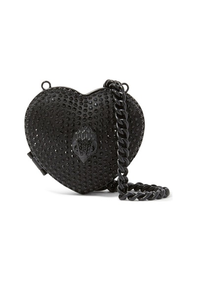 Kurt Geiger Micro Heart Clutch Bag, Kalp Şekilli Mini Zincirli Çanta Tek Boy Kadın Tasarımı Siyah