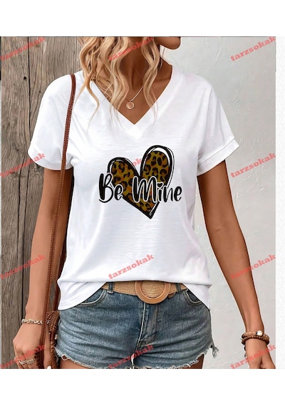Tarzsokak Leopar Desenli Be Mine Beyaz