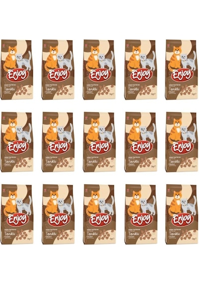 Enjoy Yetişkin Kediler İçin Tavuklu Tam Ve Dengeli Kedi Maması 1 Kg X 15