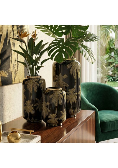 Lucky Art Palm Breeze Dekoratif Vazo 30cm Lyvu 006 Siyah