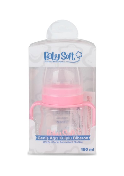 Baby Soft Geniş Ağız Kulplu Bıberon 150 Ml - Pembe